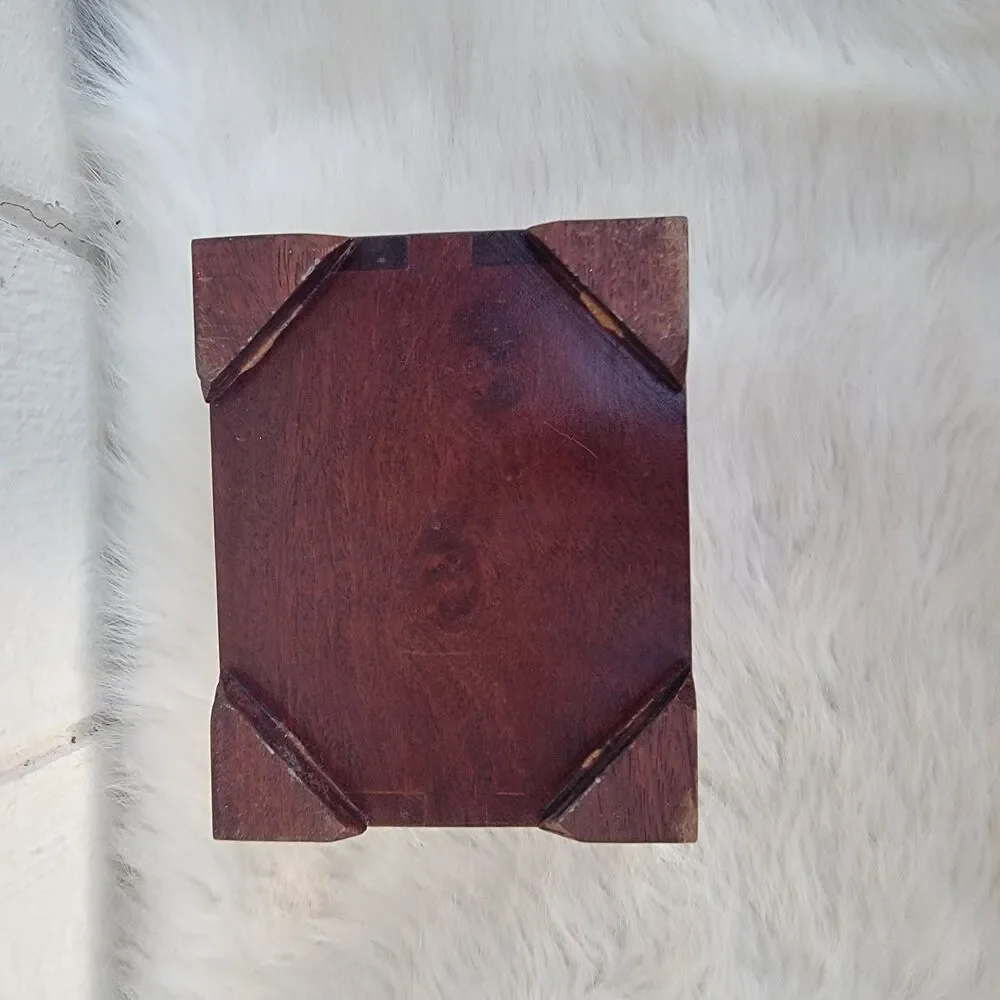Vintage  Rosewood  Asian wood & brass 3 drawer silk lined Jewelry box